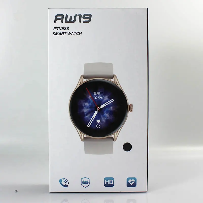 1.28 인치 HD 스크린 AW19 스마트 시계 건강 체크 reloj IP67 방수 멀티 기능 럭셔리 실리콘 팔찌