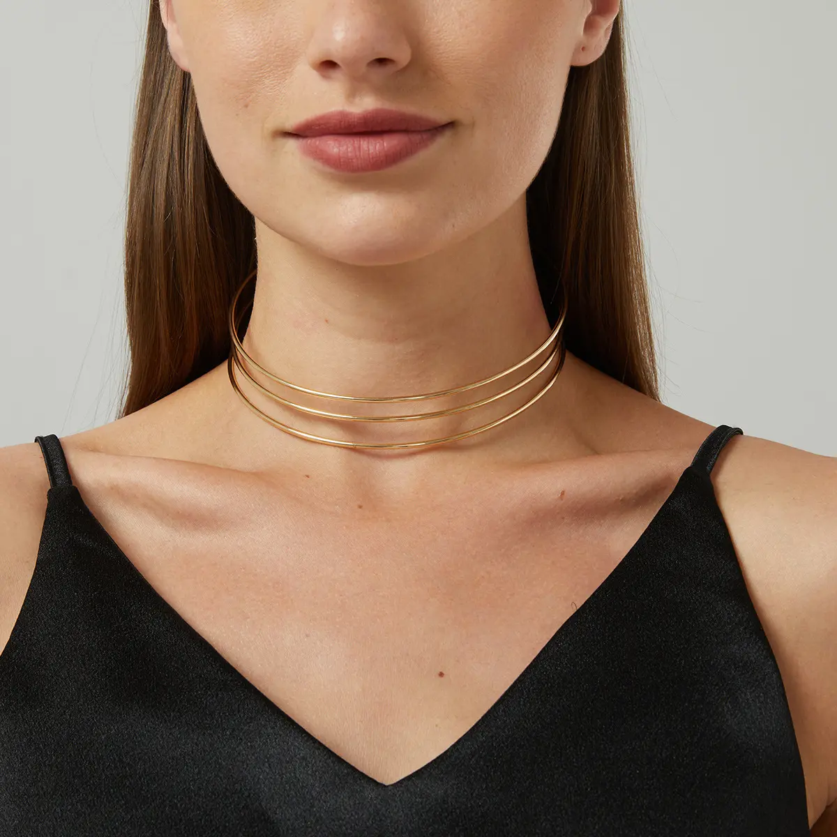 INS Punk New Style Gold Plated Metal Lines Choker Necklace Simple Collar Necklace Choker For Women