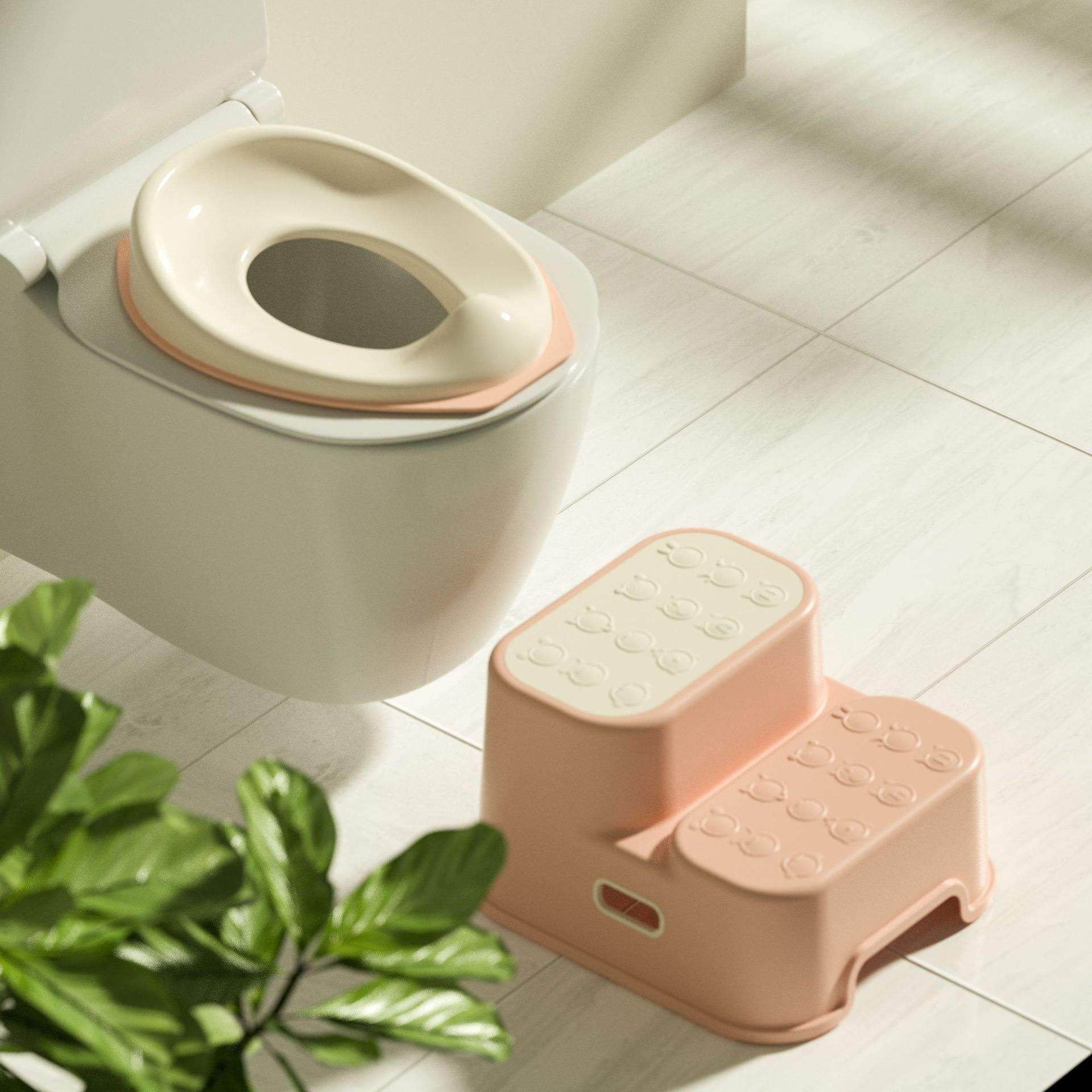 Pink toilet seat footrest