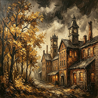 Peinture à l'huile abstraite moderne sur toile, feuilles dorées, sentier forestier, peinte à la main, œuvre d'art haute définition pour salon