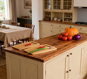 Planche à découper en bambou durable avec rainure pour le jus |   Planche à découper écologique avec poignée |   PY-CB07 - Product Image 5