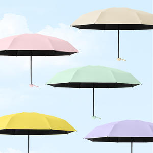 Paraguas de Bolsillo Mini Cápsula Plegable de 5 Varillas, Portátil, de Viaje, para Mujer, con Protección Solar, Revestimiento Negro, Impermeable, Pequeño - Product Image 2