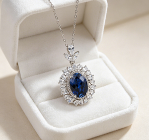 Collar de Plata 925 con Zafiro Azul Cultivado, Brilla en Fiestas, Cumpleaños y la Vida Diaria, un Gran Regalo Sorpresa para Chicas - Product Image 4
