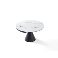 Table à manger ronde transformable moderne en pierre frittée, extensible pour 4-6 personnes, idéale pour les petits espaces
