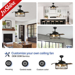 พัดลมเพดาน1stshine ดีไซน์เรียบง่ายสีดำสีซ่อนเร้นพัดลมเพดานขนาด42นิ้วพร้อมไฟ - Product Image 4