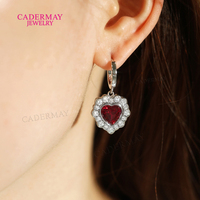 Boucles d'oreilles clous en argent S925, rubis de laboratoire rouge sang de pigeon, prix de gros, pour femmes, fiançailles, mariage, avec moissanite, collier et bague