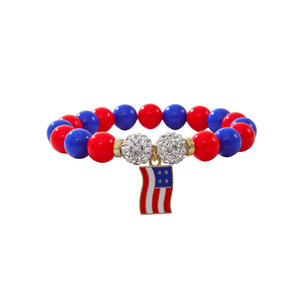 American Flag Beaded <b>Bracelets</b> Red <b>White</b> Blue Acrylic Jewelry Women Independence Day Star Heart Charm <b>Bracelet</b> Set - Product Image 5