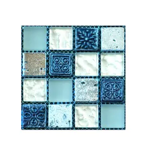 STONE Wholesale Mosaic Swimming Pool Tile Square Blue Ceramic Mosaic Bathroom Glass Wall Tile
