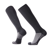 Chaussettes de sport pour hommes en coton jacquard respirant antidérapant - Compression rembourrée, hauteur genou, séchage rapide