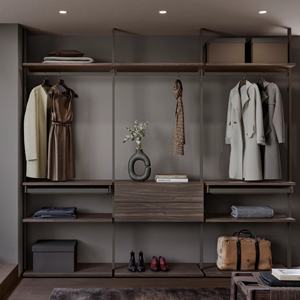 Rouleau personnalisé Walk-in Fermé Cadre en plomb avec noyer Canaletto/étagères en bois peint au plomb Boîtes de rangement réglables <span class=keywords><strong>Colonne</strong></span> Armoire - Product Image 5