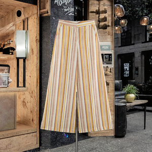 Pantalones Largos de Mujer, Verano 2026, Nuevos, Elegantes, a la Moda, Rectos, a Rayas, Casuales, de Cintura Alta, Elásticos y Transpirables, 100% - Product Image 2