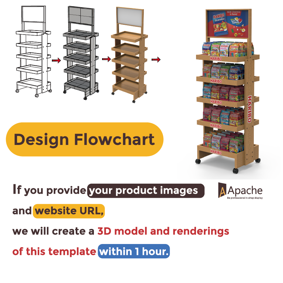 Apache Customized Portable Wooden Floor Stand Candy Display Stand for Retail Store Design Stand Shops — view 4