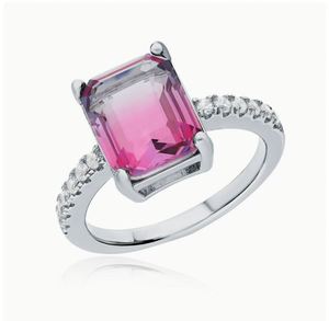 Juego de Joyería Clásico de Plata 925 con Circonitas en Degradado y Corte Esmeralda, Bañado en Rodio, Venta al Por Mayor de Fábrica, para Bodas y Fiestas - Product Image 5