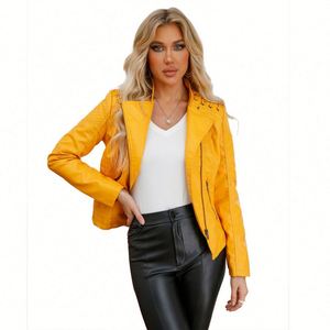 Chaqueta de Motocicleta de Cuero PU Corta de Otoño de Alta Calidad, a la Moda e Impermeable para Mujer - Product Image 2