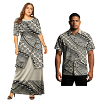 Ensemble de chemises polynésiennes pour hommes et robes hawaïennes pour femmes, Puletasi, motif tribal personnalisé, tenue tropicale pour amoureux des Samoa