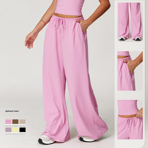 <span class=keywords><strong>Pantaloni</strong></span> a Gamba Larga in Tessuto Spazzolato RUICHI per Donna, <span class=keywords><strong>Pantaloni</strong></span> Casual Drappeggiati con Elastico in Vita e Cordoncino, <span class=keywords><strong>Pantaloni</strong></span> Sportivi per Fitness - Product Image 1