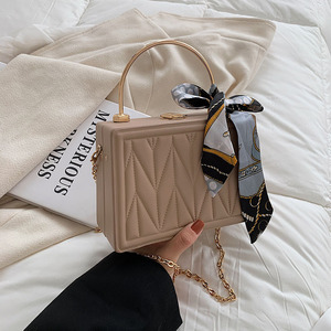 All Matching PU Fashion Eco-Friendly Square <b>Scarf</b> Pleated Zipper Closure Single Shoulder Cross Body <b>Handbag</b> - Product Image 1