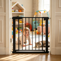Barrière de sécurité rétractable en métal sans perçage pour bébés et jeunes enfants, à fixation par pression, pour escaliers, avec indication de couleur