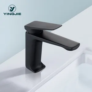 Robinet de salle de bain en laiton, noir SUS304, poignée unique, monté sur le pont, robinets de salle de bain, mélangeur de robinet d'évier, noir pour hôtel, vente en gros