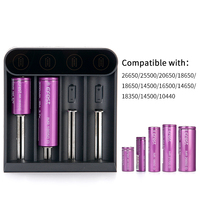 Stock américain économique 21700 18650 3.7V Li-Ion batterie 4 ports Led 5V 2A Efest Slim K4 chargeur solaire Usb Type C câble chargeur