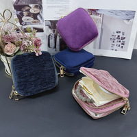 Pochette à bijoux en velours avec logo personnalisé et fermeture éclair, emballage cadeau haut de gamme pour collier, commande en gros