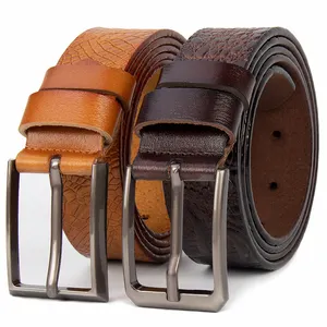Custom Genuine Leather High Quality Buckle Jeans Belt Snake skin pattern Cowhide Casual Business Belt for men