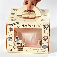 Boîte à pâtisserie, boîte à gâteau d'anniversaire, boîte transparente en PET avec fenêtre, poignée portable, emballage cadeau pour les fêtes, impression de logo personnalisée, emballage pour desserts