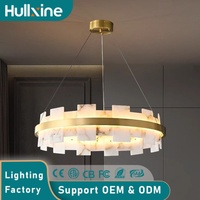 Lustre suspendu LED postmoderne en albâtre Hullxine, design circulaire, en marbre, pour bureau, villa, éclairage suspendu LED