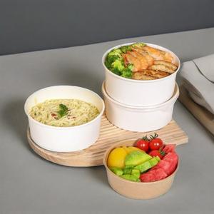 Solid white coated paper Commercial takeaway <b>containers</b> Food grade disposable Round paper bowls - Product Image 6