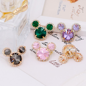 Pinzas para el cabello con cabeza de Mickey Mouse, pinzas para el cabello con incrustaciones de diamantes de imitación, accesorio para el cabello con hebilla de joyería para uso diario, color rosa, morado, champán - Product Image 1