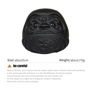 Statue d'<span class=keywords><strong>obsidienne</strong></span> Daruma Cristal noir naturel pour la chance et la <span class=keywords><strong>protection</strong></span> - Product Image 3