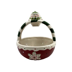 Cesta de cerámica con muñeco de nieve para decoración <span class=keywords><strong>navideña</strong></span>, <span class=keywords><strong>2022</strong></span> - Product Image 1