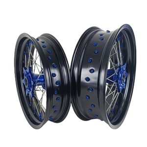Ensemble complet de roues Supermoto en alliage d'aluminium CNC de 17 pouces, moyeu et jante avant et arrière pour Yamaha <span class=keywords><strong>WR</strong></span> 450F <span class=keywords><strong>2003</strong></span> à 2015, moto tout-terrain, motocross - Product Image 1