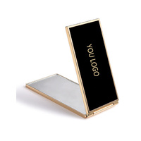 Miroir de poche compact personnalisé de qualité supérieure pour cartes de visite, double, anti-chute, en alliage de zinc, pliable, portable