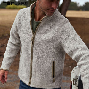 Eco Friendly Custom <b>Men's</b> Hooded <b>Sherpa</b> Autumn <b>Jacket</b> Heavyweight Oversized Fleece Waterproof Active Wear Zipper Closure - Product Image 3