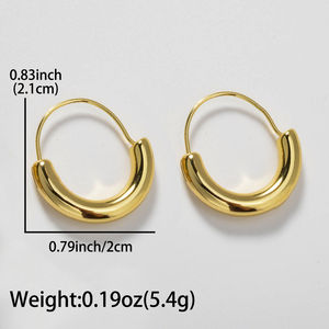 ต่างหูห่วงทรงเรขาคณิตทันสมัย ชุบทอง 18k สแตนเลสกันน้ำ ดีไซน์ใหม่ล่าสุด สำหรับทุกเพศ - Product Image 6
