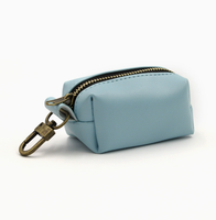 Porte-clés minimaliste en cuir avec fermeture éclair, porte-sacs à déjections canines, mini pochette de rangement pour sacs à déjections animales