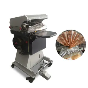 Mesin pengepakan segel roti komersial profesional, pompa udara Semi otomatis mesin pengikat putar berbentuk kipas roti