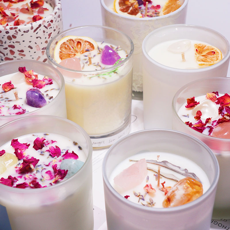 Элегантные ювелирные изделия секрет внутри и высоко стеклянный подсвечник Роза кварцевые Ароматические соевые свечи