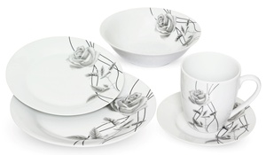 Juego de vajilla de porcelana y cerámica con diseño Floral, platos de lujo baratos al por mayor, color blanco, 30 piezas - Product Image 3