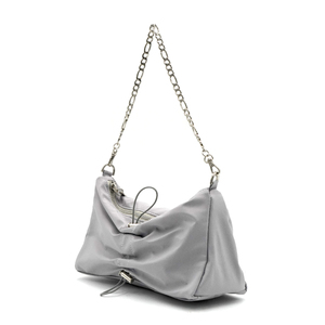 YIEYIE Fashion Grey Wrinkle Tote Bag Zipper Closure <b>Metal</b> Chain Strap for Trendy Style Original Brand Retail Ready Wholesale - Product Image 1