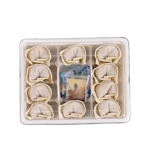 Disposable plastic food packaging trays 10 insert caja ravioli trays box for dumpling wonton steamed buns sumai food with Lid