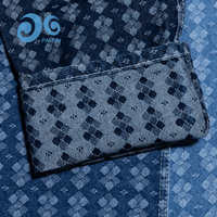 Kain Denim Jacquard Motif Kotak-kotak Diagonal Berhias Bunga Mikro, Pewarnaan Benang, Gaya Mewah, Unisex, Pakaian Fashion Wanita, Pabrik