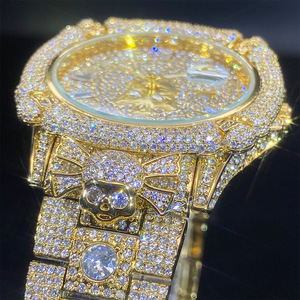 Montre MISSFOX pour femme, style européen et américain, hip-hop, boîtier en alliage, quartz, 10 mm, zircon incrusté à la main, design tête de mort, étanche - Product Image 4