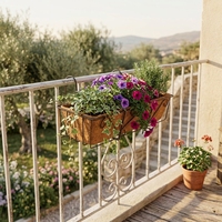 Support de pot de fleurs suspendu en métal robuste pour balcon, terrasse, clôture et jardin