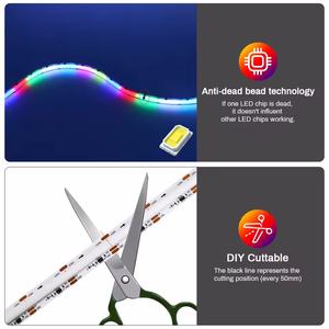 QM لون الأحلام-leds/<span class=keywords><strong>m</strong></span> FCOB 5V 12V 24V WS2812b SK6812 WS2811 Luces IP20 IP67 sable RGB RGBW RGBIC COB شريط إضاءة ليد - Product Image 6