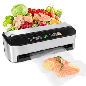 Automatic Vacuum Food Saver With Roll Storage And Bag Cutter Roll-Top Sealer For Home Kitchen Use
