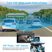 Caméra de tableau de bord Carlover 4K+1K+1K Fisheye AI 3 caméras IPS avec Wi-Fi 5G, vision nocturne avant/arrière, enregistrement en boucle, caméra de rétroviseur