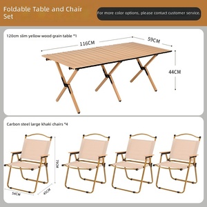 Table de pique-nique en plein air Combo Aluminium Léger Pliant Camping Table à manger et ensemble de chaises - Product Image 2