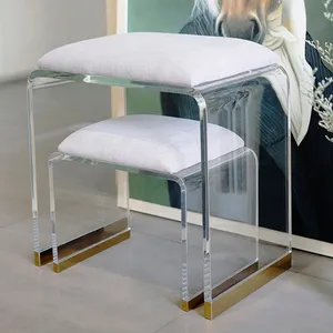 Pu Leather Convertible Modern Clear Acrylic Step <strong>Stool</strong> for <strong>Bedroom</strong> Apartment Supermarket Use - Product Image 1